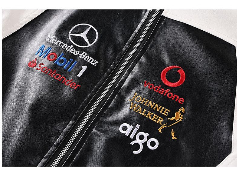 Mercedes-benz embroidered leather jacket 2025 Spring Fashion brand