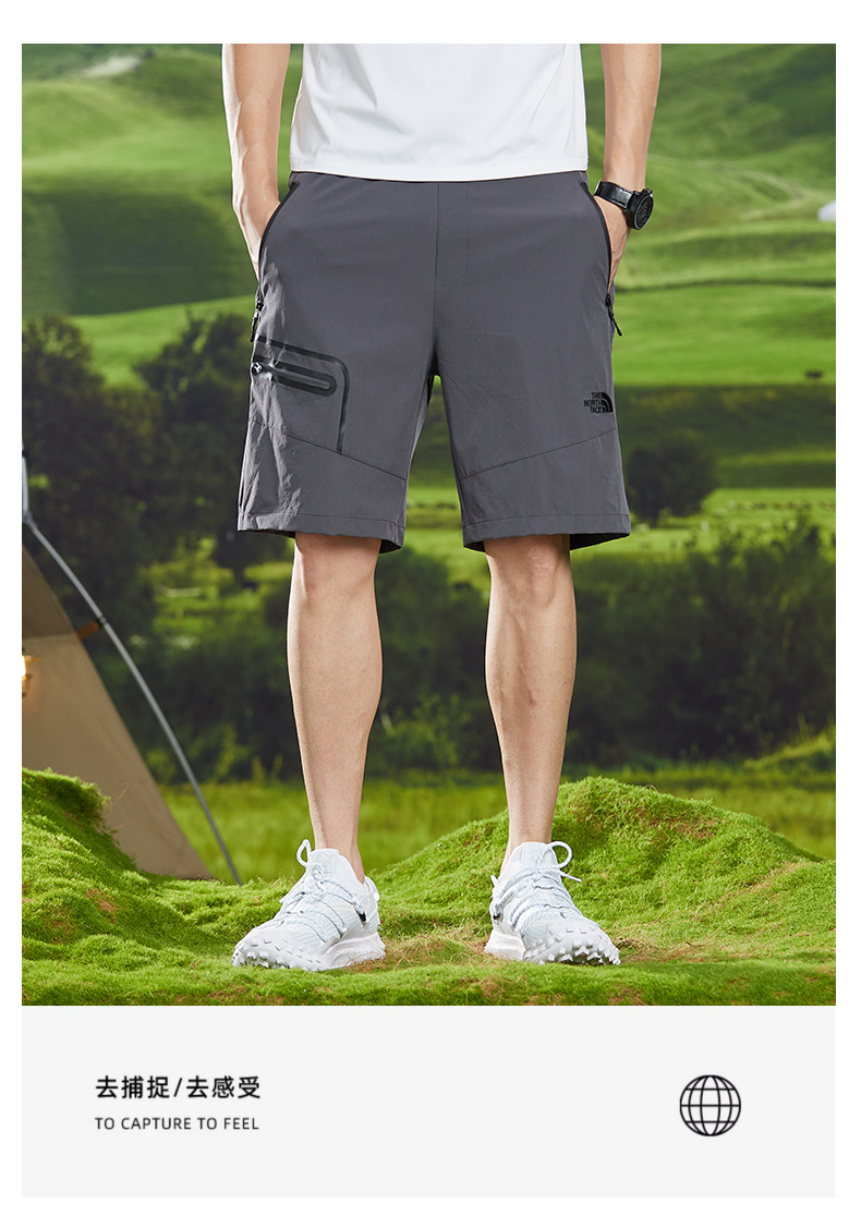 North Face 408-JAP 5597036048 Embroidered Style 70D Four-way Stretch Moisture-Wicking Shorts in M - 3XL Sizes Available in Black, Gray, and Army Green Colors - Image 5