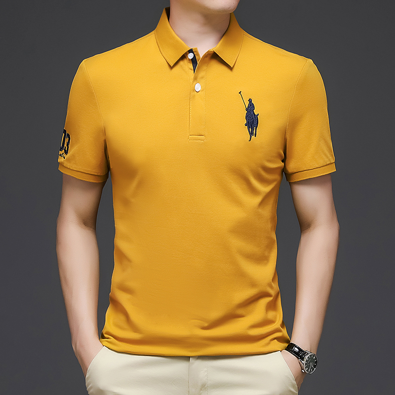 2024 Summer Collection Men's High-End Ice Silk Polo Shirt Short Sleeve Casual Turn-Down Collar Twill Embroidered Base Solid - Image 4
