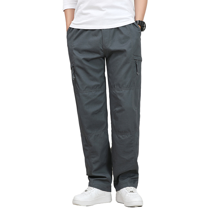 Men's 100% Cotton Sport Style Sweatpants Mid-Thick Velvet Woven with Zipper Fly Closure Waterproof Logo on Waist Loose Fit - Image 3