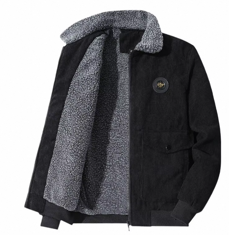 Men Coats Warm Plus Velvet Thick Corduroy Jackets Male Fur Collar Casual Winter Jacket Men Outwear Thermal Cotton Clothing 5XL - Image 5