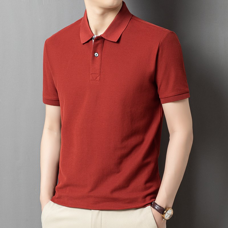 High Quality Men's 100% Cotton Short-Sleeved for Polo Shirt Breathable Dad's Jersey with Solid Pattern for Work for Middle-Aged - Image 4