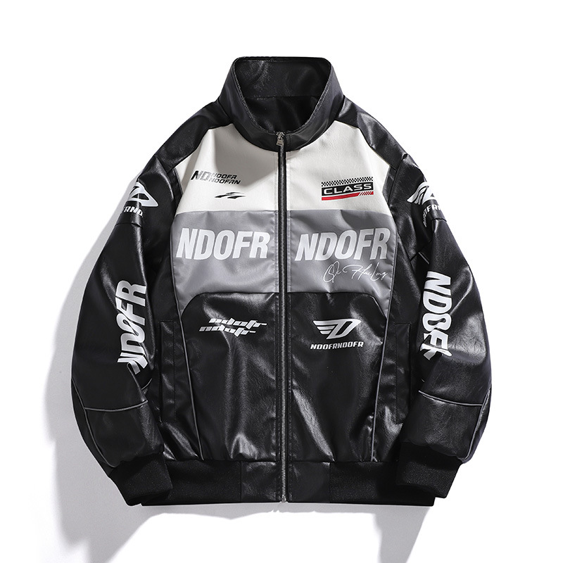 Autumn Winter (688) Men's Trendy Brand Jacket New Cross-Border Color-Matching PU Leather Coat Biker Clothing Men Zipper Closure - Image 6