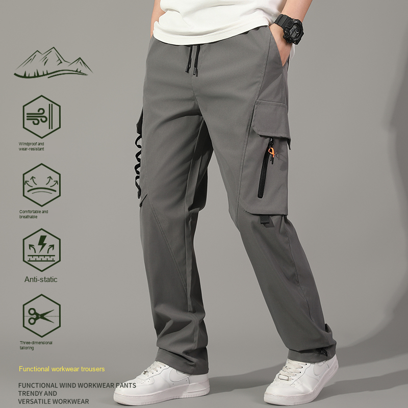 2025 New Men's Casual Cargo Pants Multi-Pockets Lightweight Straight Elastic Mid Flat Versatile for Outdoor Multi-Function - Image 2