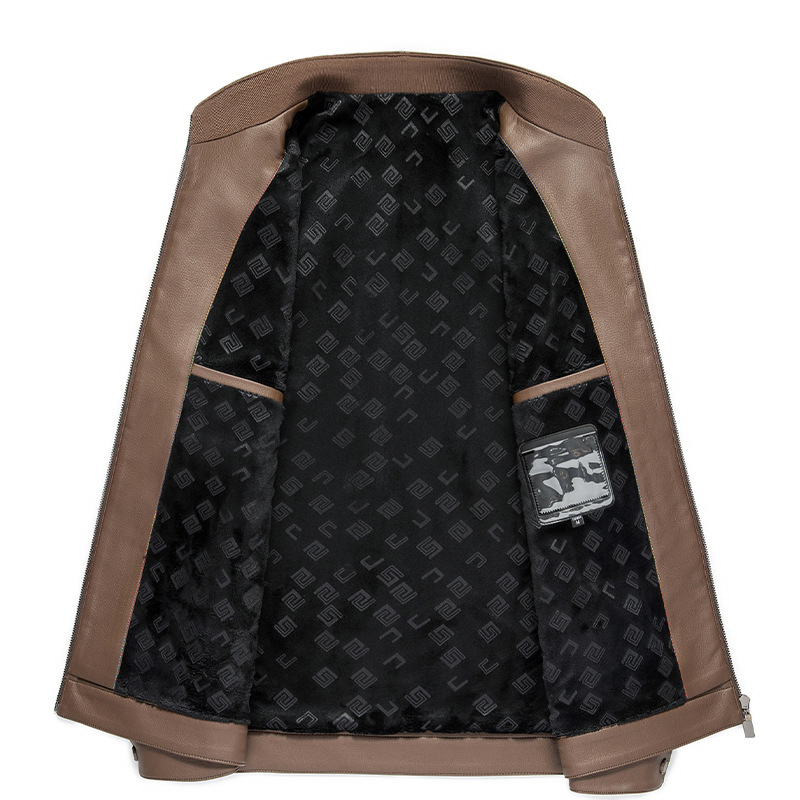 High Quality Men's Wool Leather Varsity Jacket Stand Windproof Cotton Filled Fur Decoration Casual Outdoor Wholesale Available - Image 4