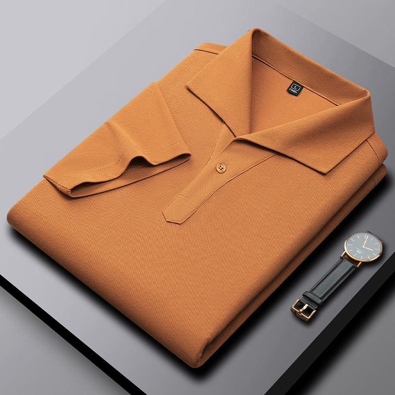 2024 Summer New Men's for POLO Shirt Internet Popular Solid Color Short-Sleeved Casual Business All-Match Short Length Golf Blan - Image 3