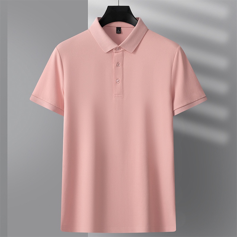 Men's Summer Short-Sleeved for Polo Shirt Pure Color Loose Knitted Embroidered Lapel Business Casual Ready for Golf Export - Image 5