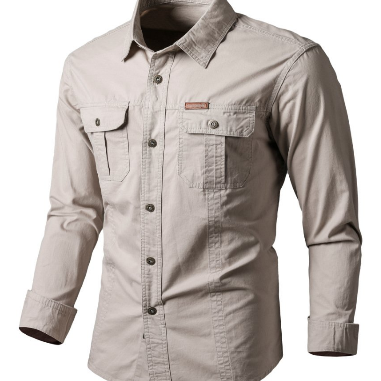 Autumn Men's 100% Cotton Flannel Long Sleeve T-Shirt with Mandarin Collar Anti-Pilling Feature and Washed Technique for Adults - Image 2