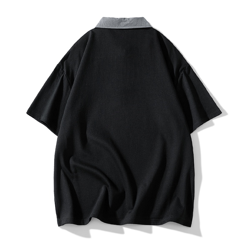Men's Youth's Summer Cotton for Polo Shirt Simple Loose T Lapel Short-Sleeved Letter Pattern New Release Leisure Fashion in XL - Image 3