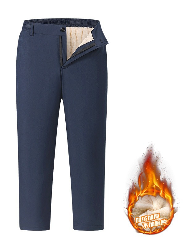 Men's Winter Casual Pants 100% Cotton with Velvet Padding and Graphene Knee Pads Plus Size Loose Fit Outer Wear for Adults - Image 3