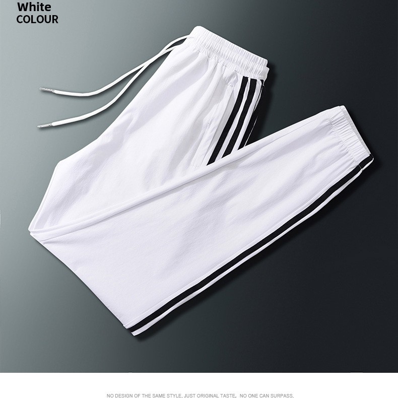 2025 New Casual Sports Pants for Hiking 100% Cotton Elastic Waist Mid Waist Flat Two-Open Ice Silk Outdoor Fashion for Couples - Image 5