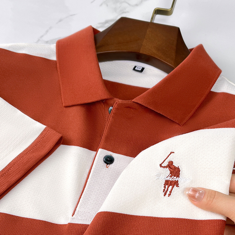 Men's Solid Embroidered for Polo Tshirt Breathable Anti-Pilling Jersey Short Length Plain Dyed Colored Waffle Knitted Print - Image 3