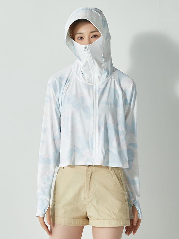 Women's Vintage Ice Silk Coats Breathable Elastic Sunscreen Poncho Camouflage Flower UV Protection Internet Popular Same-style - Image 4