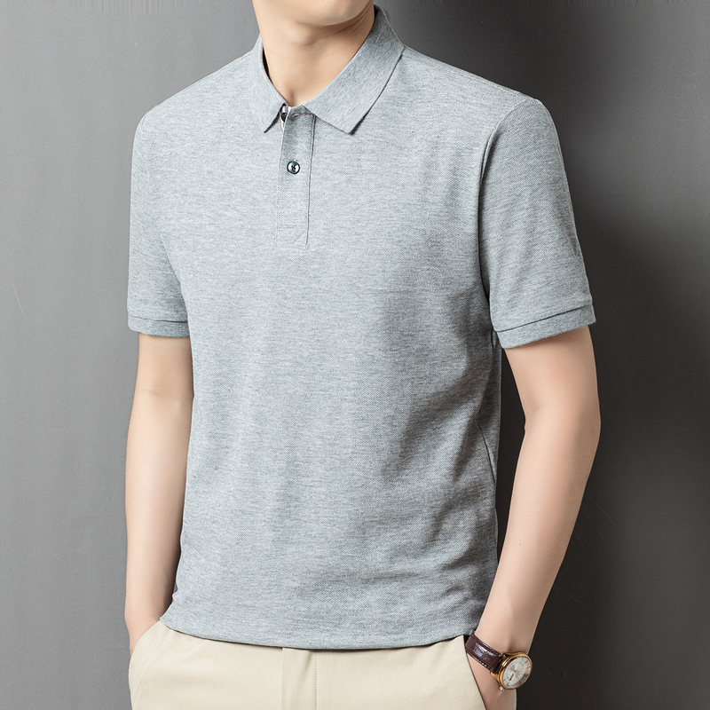 High Quality Men's 100% Cotton Short-Sleeved for Polo Shirt Breathable Dad's Jersey with Solid Pattern for Work for Middle-Aged - Image 3