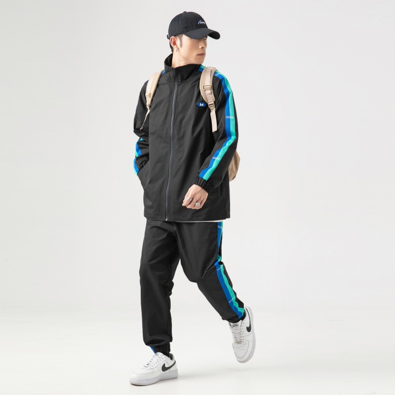 Brand New Men's Casual Sportswear Jacket Autumn Woven Outwear with Fashionable Stripes Hoodie & Sweatshirt Set Arrival - Image 3