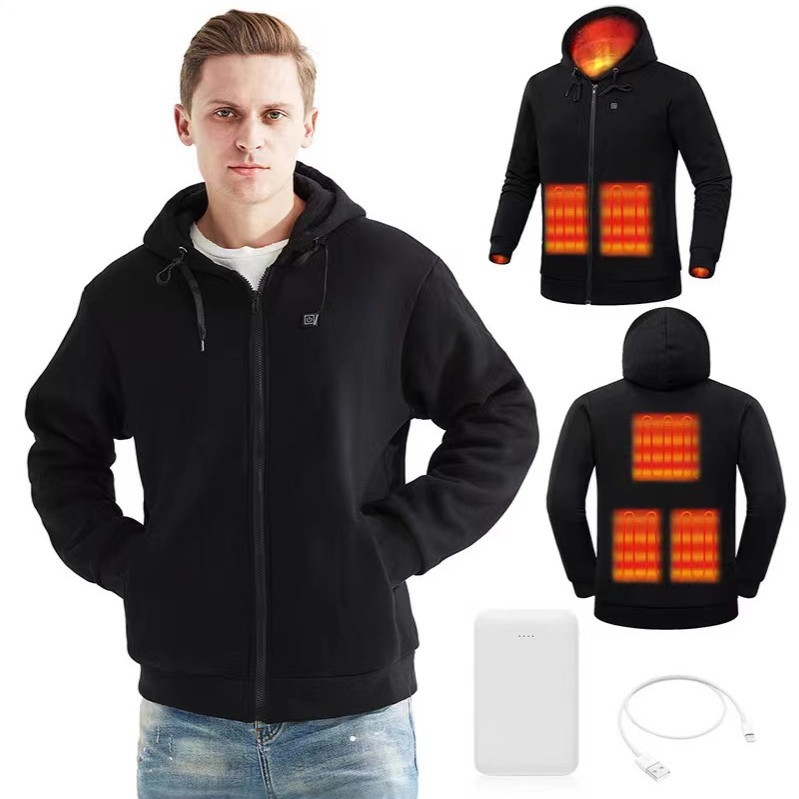 Men's Smart Casual Sport Jacket Plus Size Nylon Fabric with Hood Zipper Closure Coated Plain Dyed Cotton Filled Autumn Season - Image 2