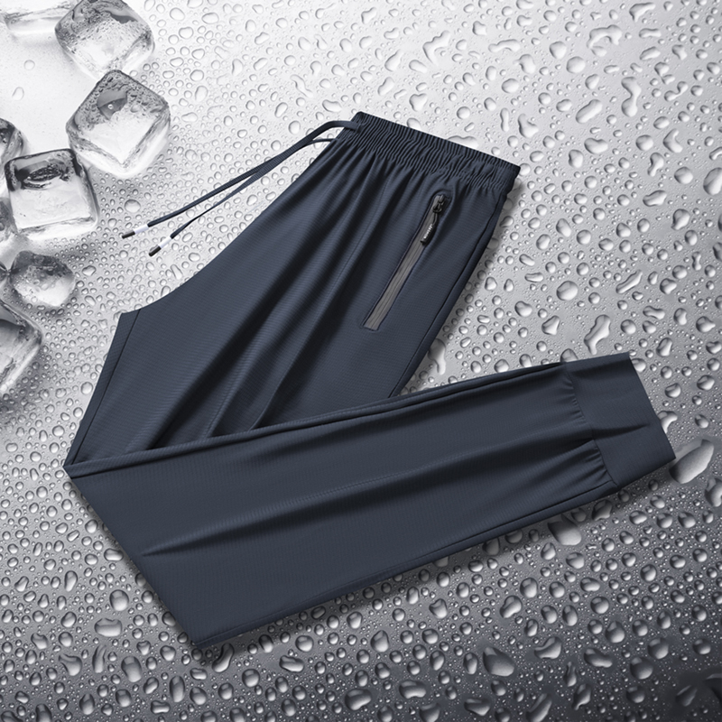 New Plus Size Lightweight Ice Silk Pants for Men Women Spring Summer Outdoor Casual Straight-Leg Mid Elastic Waist Flat Worsted - Image 3