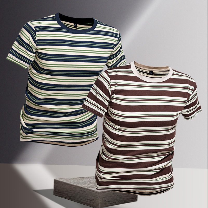 2025 Summer New Men's High-End Brand INS Top Trendy Pure Cotton Short Sleeve Casual Business T-Shirt Low Neck 100% Cotton - Image 3