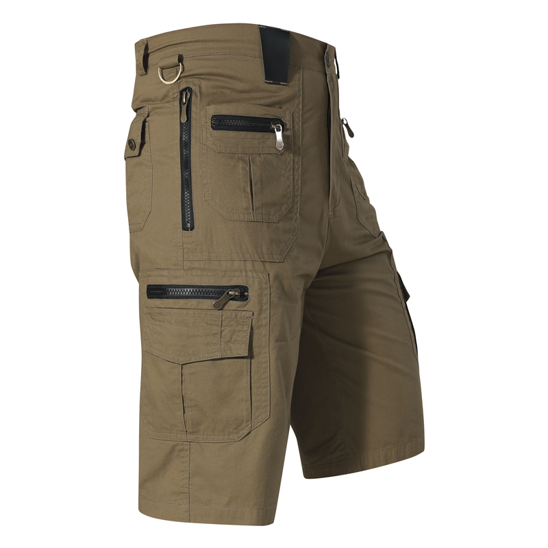 European American Casual Japanese Style Men's Summer Seven-Quarter Pants Washed Cotton Straight-Leg Workwear Zipper Fly Solid - Image 2