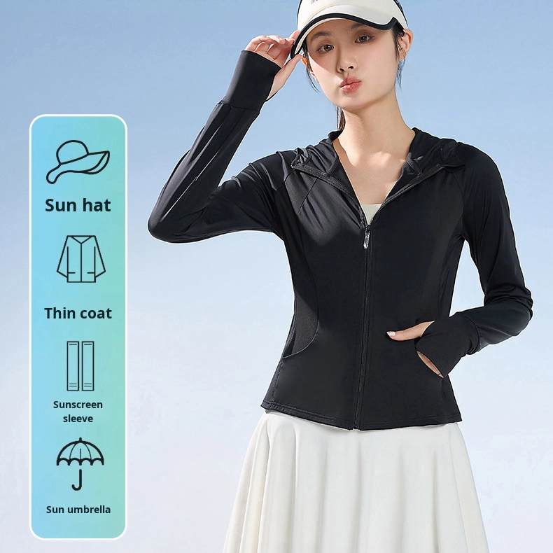 High Quality Summer UV Protection UPF 50 Women's Quick-Dry Ice Silk Jacket Breathable Nylon Spandex Coat Sun Rash Guard - Image 2