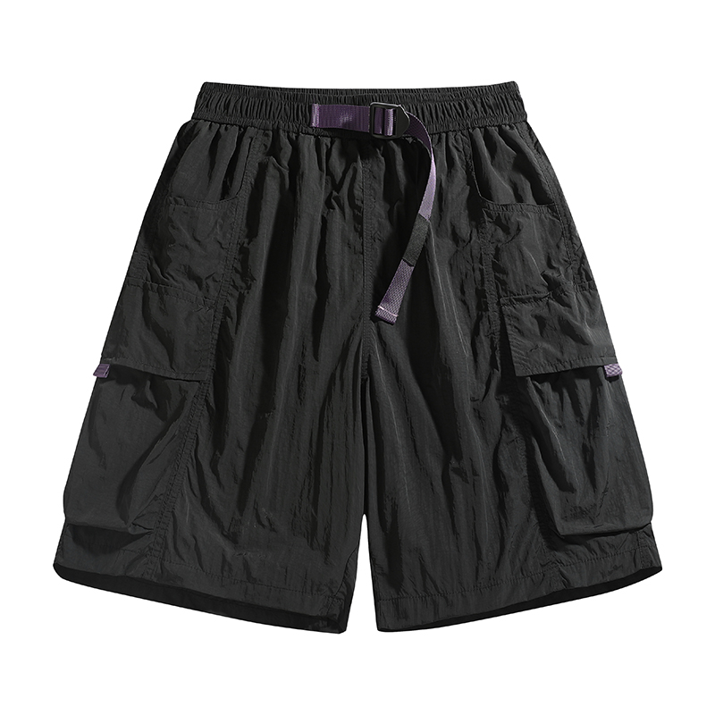 Unisex Retro Casual Summer Cargo Pants New Plus Size Five-Point Shorts Elastic Waist Closure Quick-Dry Breathable Ice Silk Men - Image 5