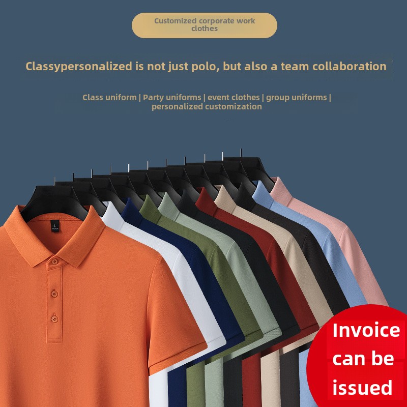 Men's Summer Short-Sleeved for Polo Shirt Pure Color Loose Knitted Embroidered Lapel Business Casual Ready for Golf Export - Image 2