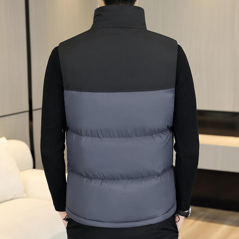 2022 Men's Casual Waistcoat Fashionable Thickened Cotton Collar Jacket Zipper Closure Plus Size for Autumn Winter Canvas Fabric - Image 4