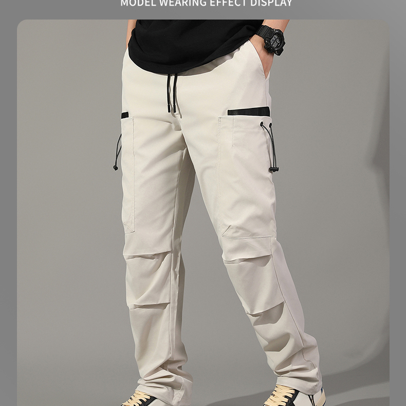 Men's Lightweight Vintage Print Casual Pants Breathable Cargo Design for Spring Summer Winter Mid-Waist Loose Fit Trendy Outdoor - Image 2