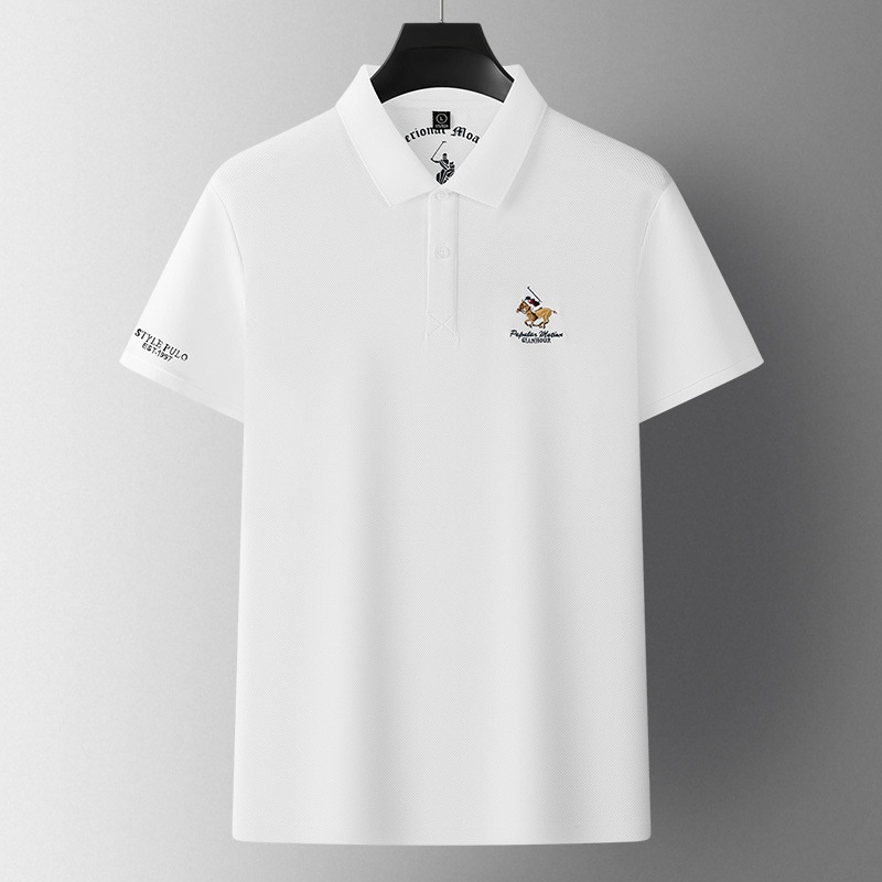 Men's Solid Pattern Short-Sleeved for Polo Shirt Embroidered Design with Anti-Pilling Feature Dark Colored ODM Techniques - Image 6