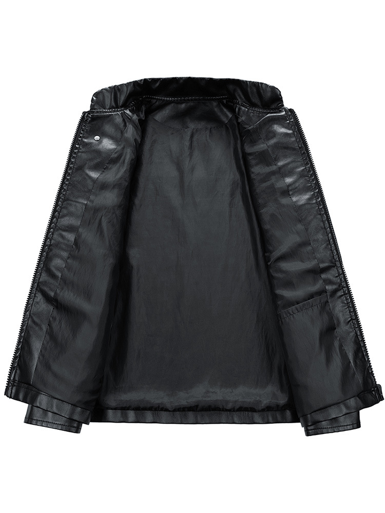 2024 Spring Autumn Winter Men's PU Leather Jacket Korean Style Slim-Fit Stand Letter Dyed XL Wash-Free Zipper Motorcycle Jacket - Image 5