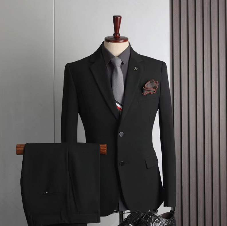 Men's One-button Suit Jacket Wedding Groom Three-piece Lapel Slim Banquet Formal Solid Color Leisure Business Suit - Image 3