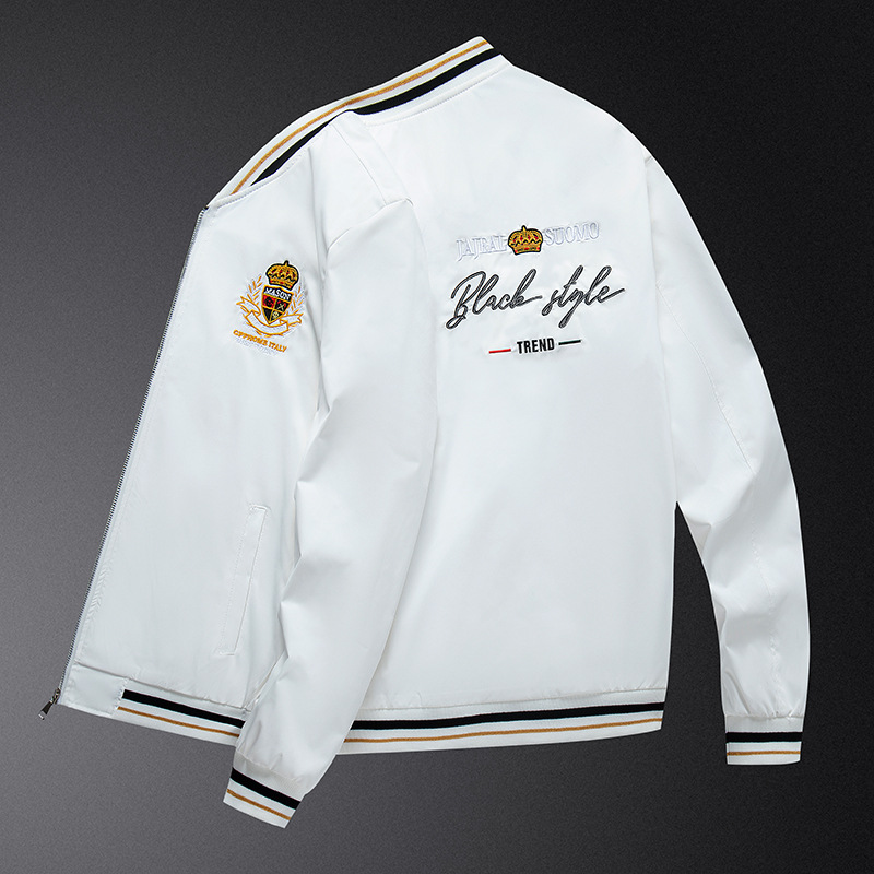 European Crown Embroidered Varsity Jacket for Men Stand Collar Winter Casual Wear Zipper Pocket Cross-Border Youth Baseball Suit - Image 6