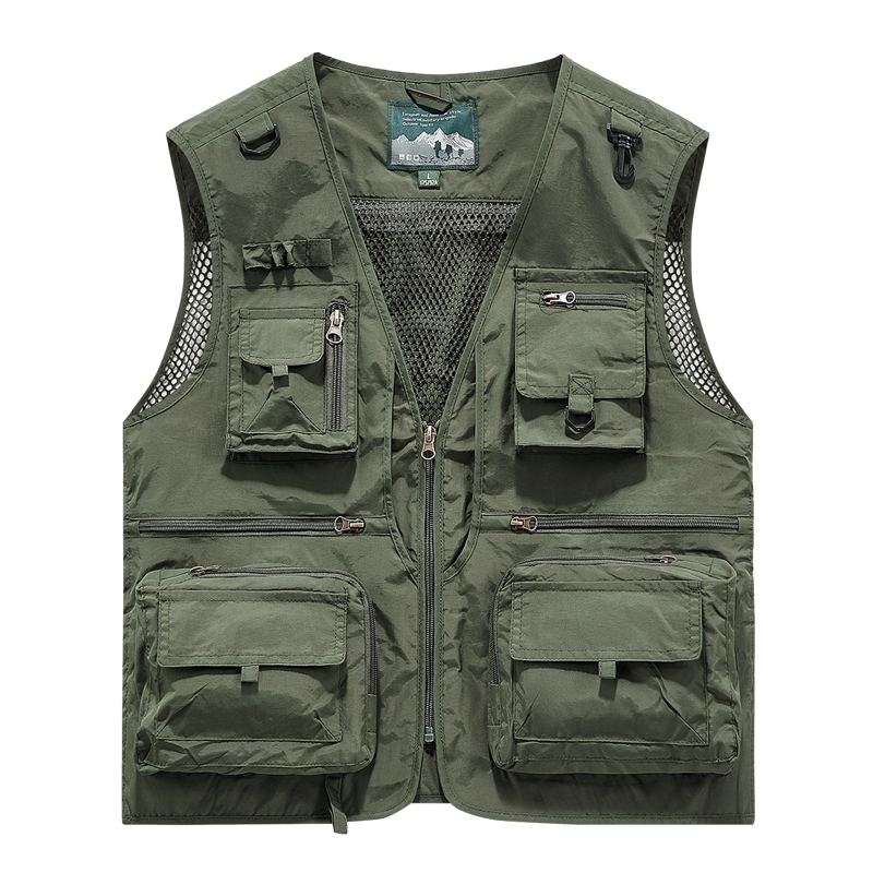 2025 Plus Size Men's Summer Sleeveless Vest Pants Outdoor Leisure Mesh Breathable with Multi-Flap Pocket for Fishing - Image 5
