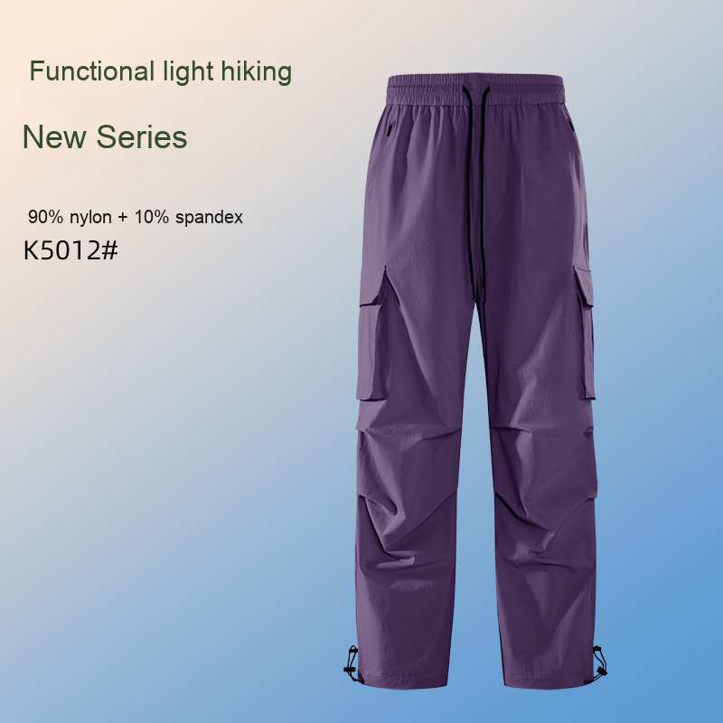 Unisex Quick-Dry Tactical Pants Spring Summer Casual Mid-Waist Outdoor Hiking Workwear Drawstring Cuff Paratrooper Flat - Image 4