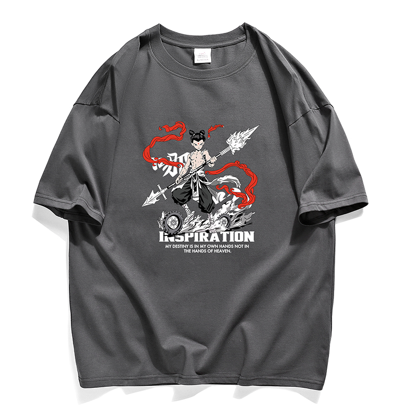 260g Pure Cotton Men's Summer T-shirt 25 Explosions Printed Short-Sleeved Casual Loose Guofeng Top Cartoon Pattern Breathable - Image 5