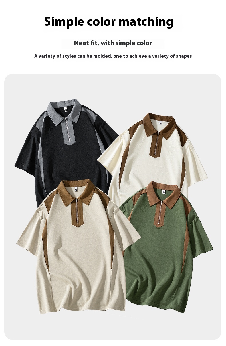 Men's Youth's Summer Cotton for Polo Shirt Simple Loose T Lapel Short-Sleeved Letter Pattern New Release Leisure Fashion in XL - Image 5