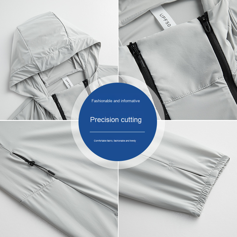 Men's Original Yarn Outdoor Mountain Sun Protection Jacket High Elasticity Breathable Hooded Anti-UV Light Casual Coated - Image 4