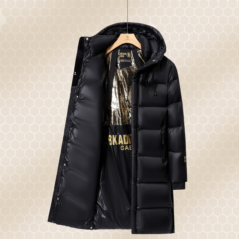 Men's Casual Winter Bomber Jacket Black Gold White Long Workwear Anti-Season 90 Genuine Duck Goods Zipper Winter Couples' Jacket - Image 6