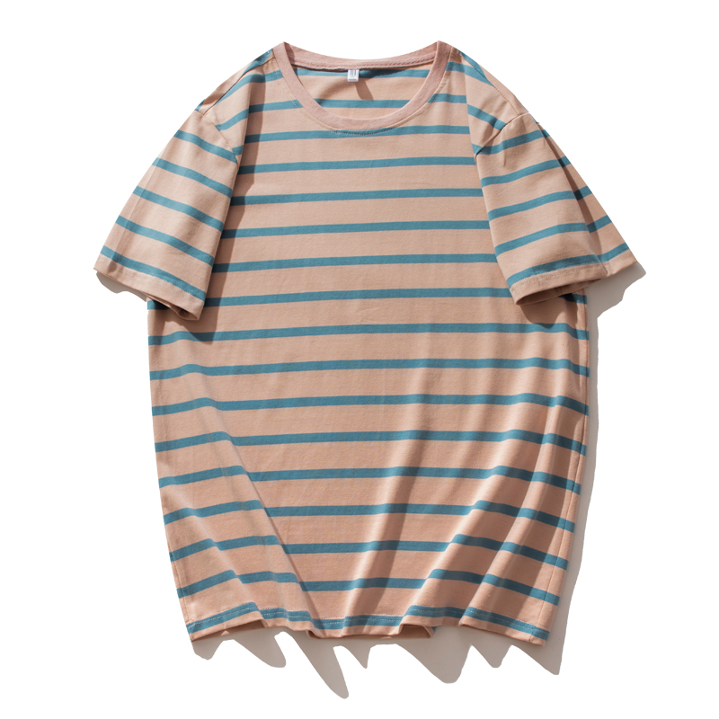 2025 Summer Collection High-End Men's Short Sleeve for Polo T-Shirt Loose Plus Size Thin Striped Crewneck Breathable Knitted Cot - Image 2