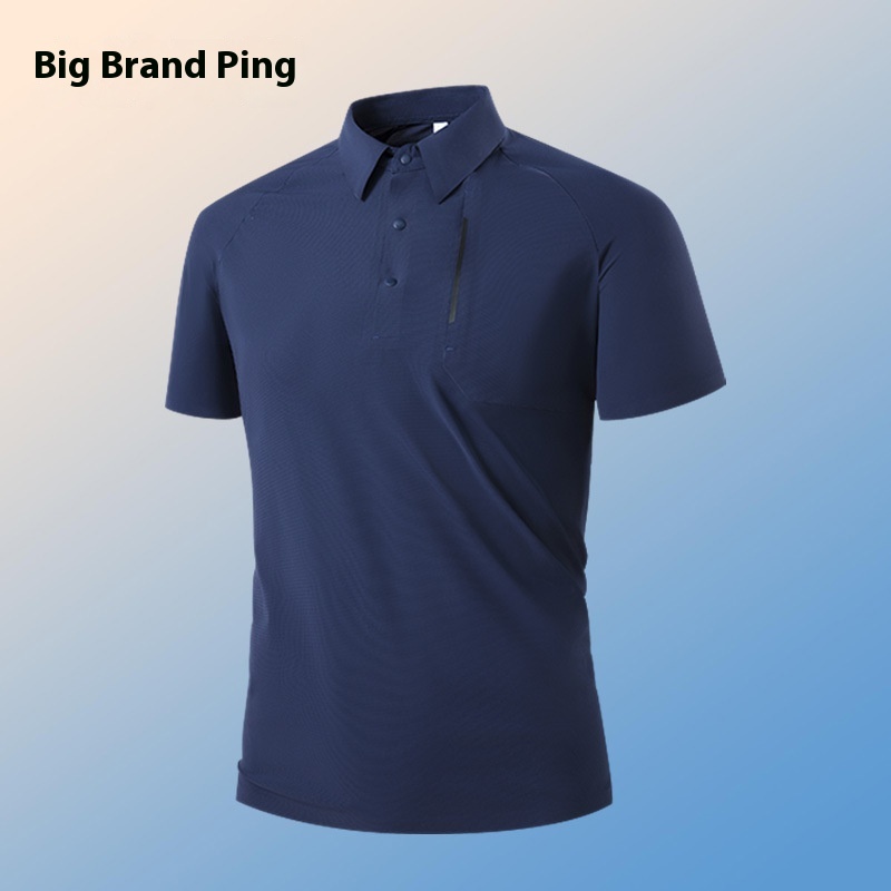 Men's XL Summer Short Sleeve for Polo Shirt Big Brand's Seamless Silk Ice Feel Breathable Anti-Pilling Solid for Urban Commuting - Image 3