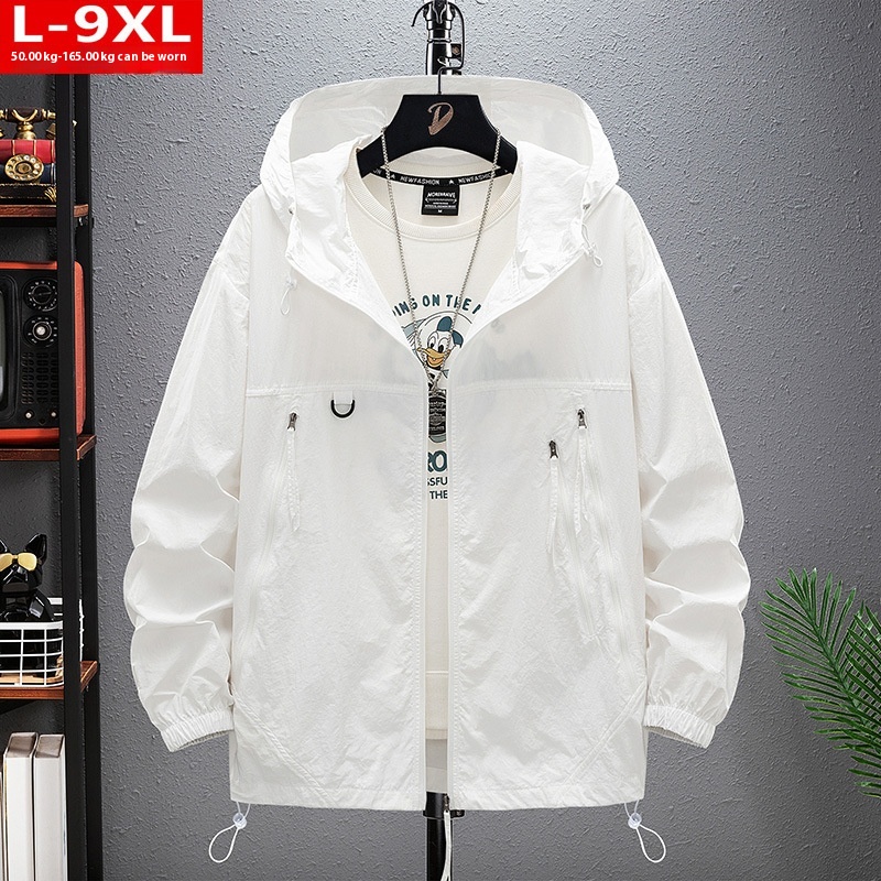 Men's Plus Size Summer Fashion Ice Silk Varsity Jacket Breathable Loose Fit Quick-Drying Sun-protective Long Length Dyed Jacket - Image 6