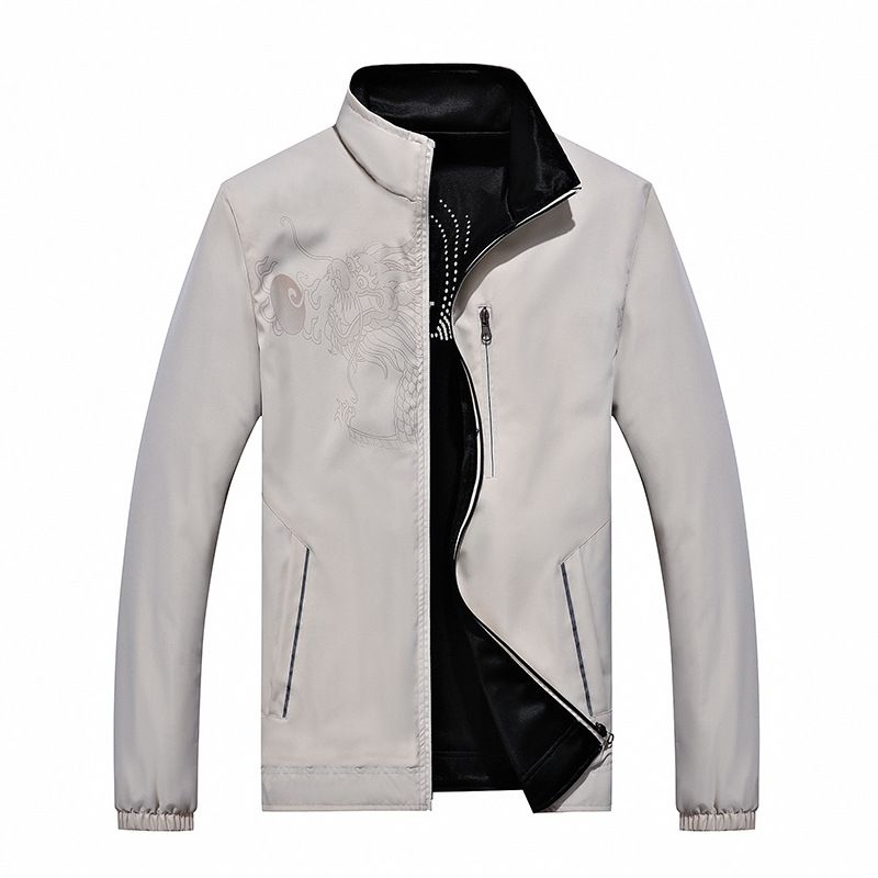 Men's Double-Sided Jacket Stand-Up Collar New Trendy Cross-Border Design Zip Spring Autumn Casual Sports Windbreaker Winter - Image 2