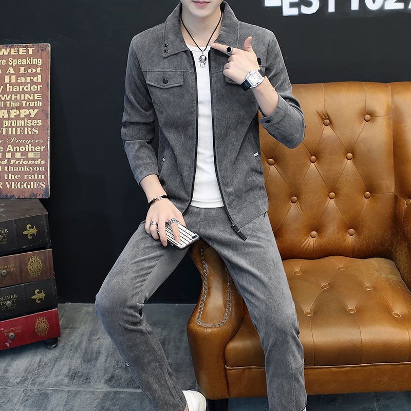 Men's Casual Fall and Winter Outwear Set-New Arrival Two-Piece Woven Corduroy Pants Lapel Suit Fashion Hoodies & Sweatshirt - Image 6