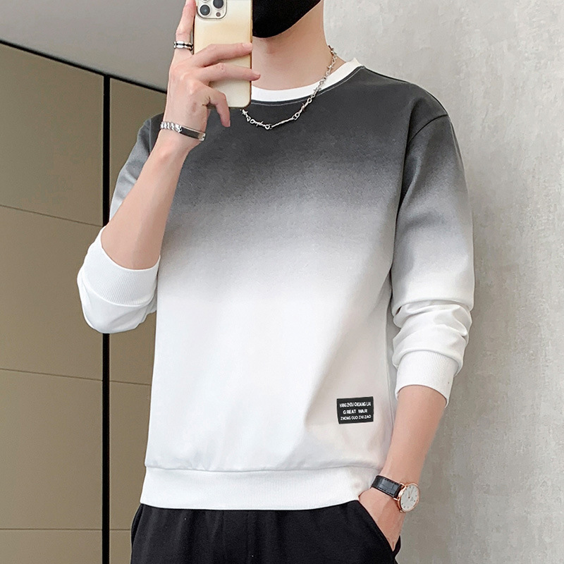 New Arrival Men's Winter Pullover Sweatshirt Gradient Fleece-Lined High Quality Fashionable Brand with Long Sleeves XS Size - Image 4