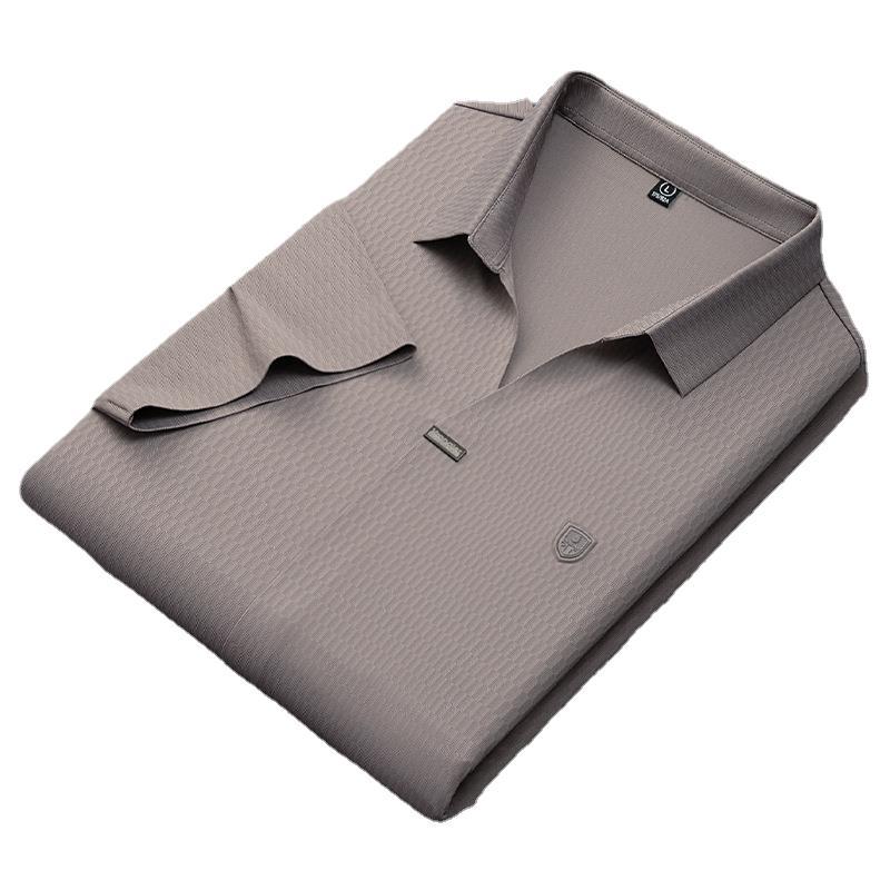 Men's 2024 Summer New Ice Silk Striped Polo Shirt 100% Cotton Anti-Pilling Turn-Down Collar Knitted Casual Top Loose Fit - Image 5