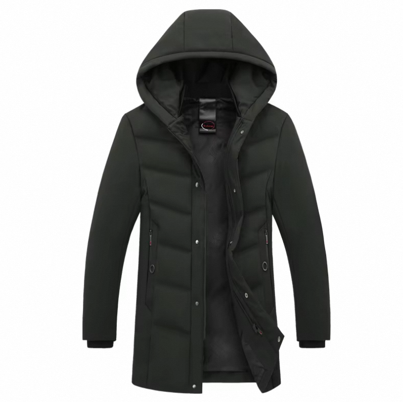 Hot Sales Custom Print Logo Men's Winter Street Wear Mid-length Hoodie Puffer Clothing Jacket Hooded Coat - Image 2