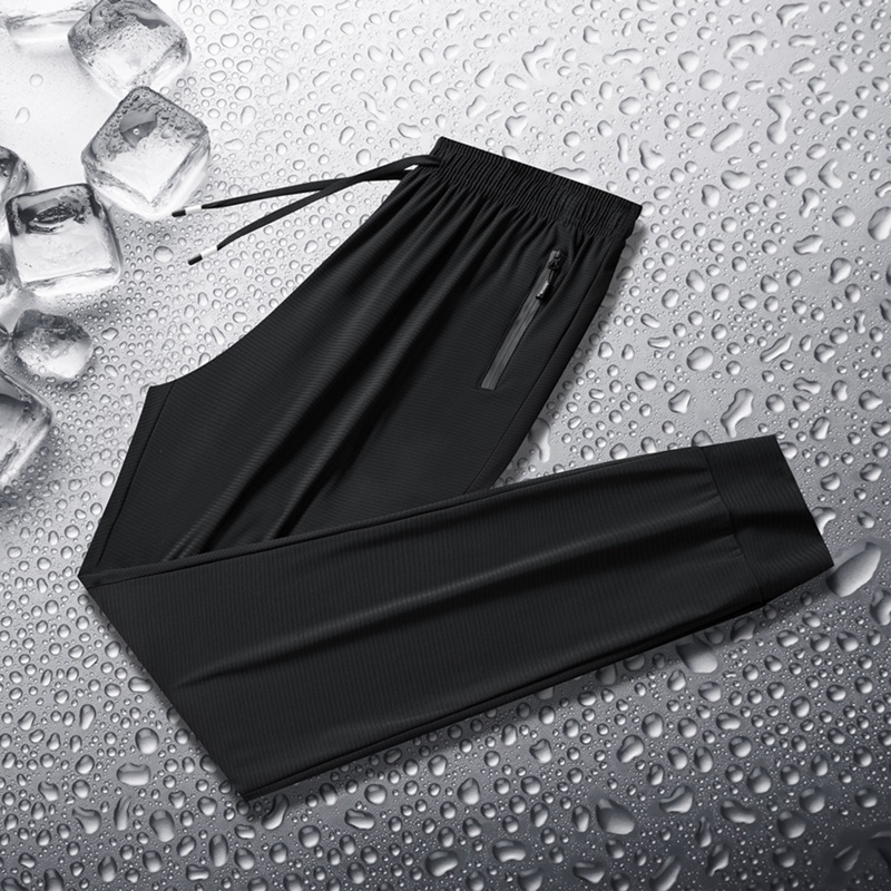 New Plus Size Lightweight Ice Silk Pants for Men Women Spring Summer Outdoor Casual Straight-Leg Mid Elastic Waist Flat Worsted - Image 4