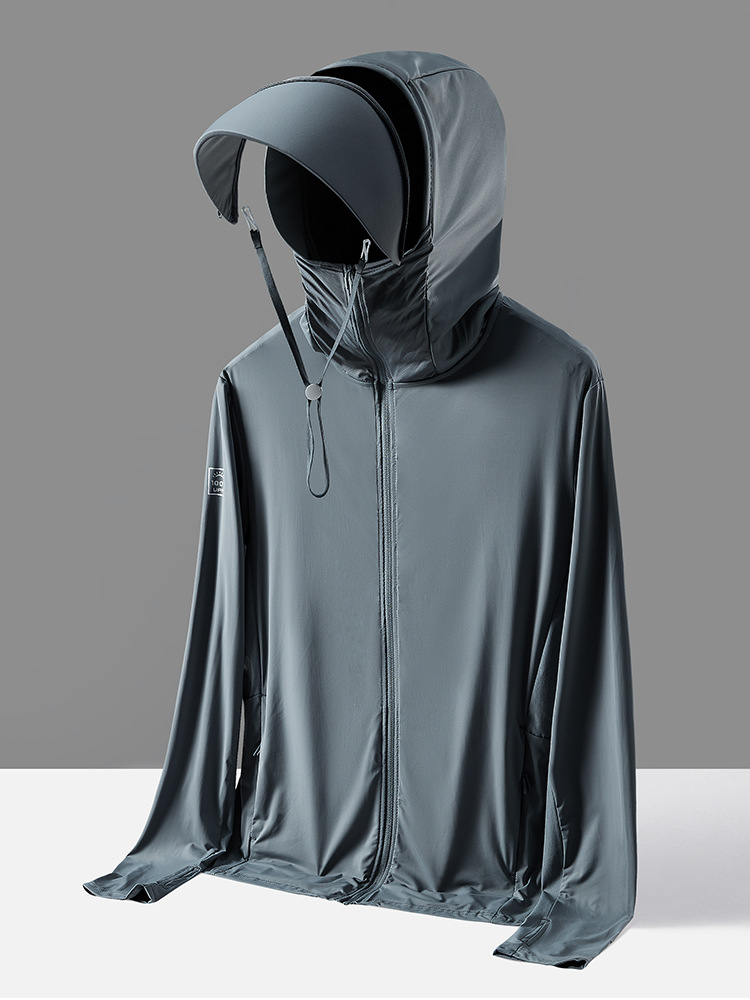 Unisex Outdoor Ultraviolet Protection Rash Guard with Detachable Large Hat Brim Thin Breathable Fishing Clothing for Adults - Image 2