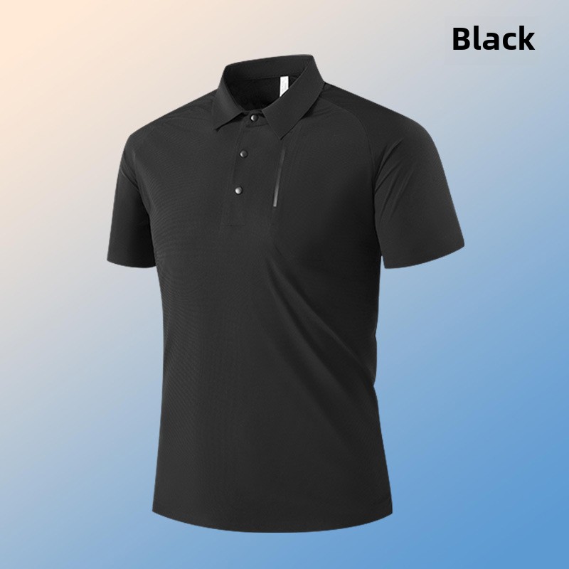 Men's XL Summer Short Sleeve for Polo Shirt Big Brand's Seamless Silk Ice Feel Breathable Anti-Pilling Solid for Urban Commuting - Image 6