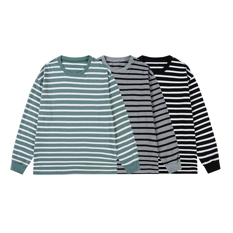 Men's Women's Hong Kong Striped Sweatshirt 100% Cotton Long Sleeve T-Shirt Loose Fit Solid for Spring Autumn Outdoor Activities - Image 6